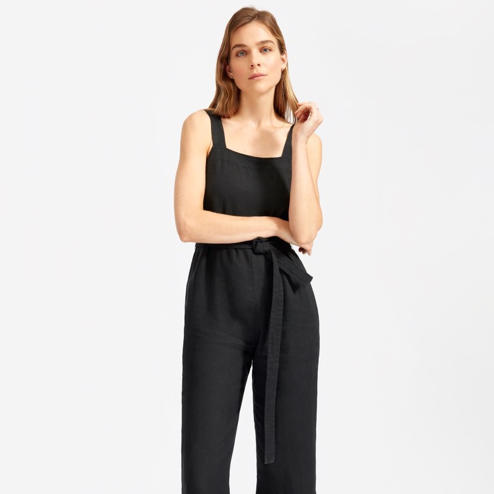 Everlane square neck linen jumpsuit - size 4